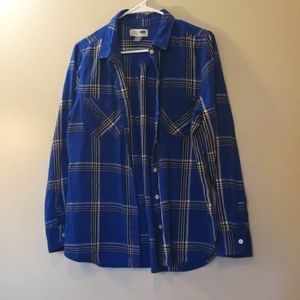 Old Navy blue plaid button down shirt Size Large